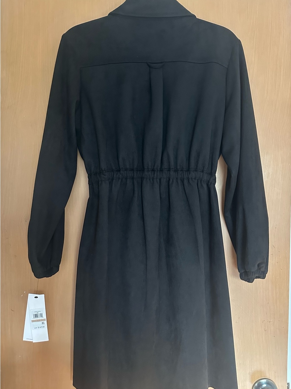 Calvin Klein Black ultra suede Drawstring Shirt Dress - Picture 2 of 6